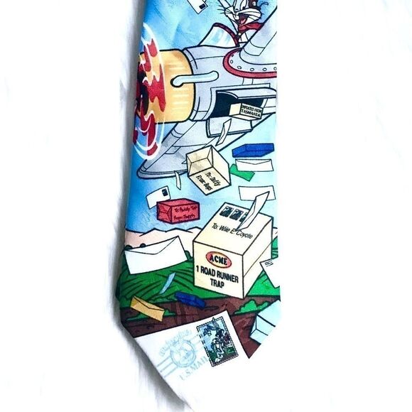 VTG Looney Tunes Stamp Collection Tie - Picture 1 of 4